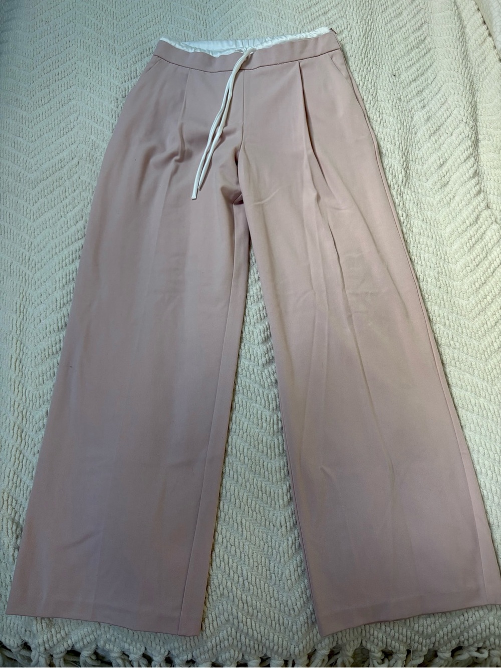 NWT❗️Zara Blush Pink Wide Leg Drawstring Trouser Pants